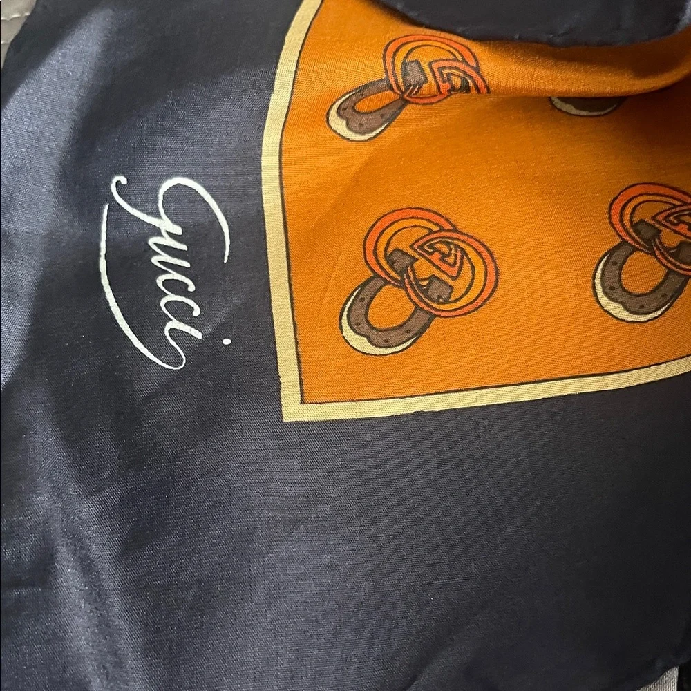 🔥Sale Gucci Dark Blue and Orange Patterned Scarf - Picture 2 of 7